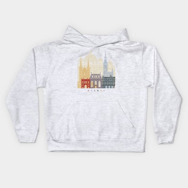 Gdansk skyline poster Kids Hoodie by PaulrommerArt